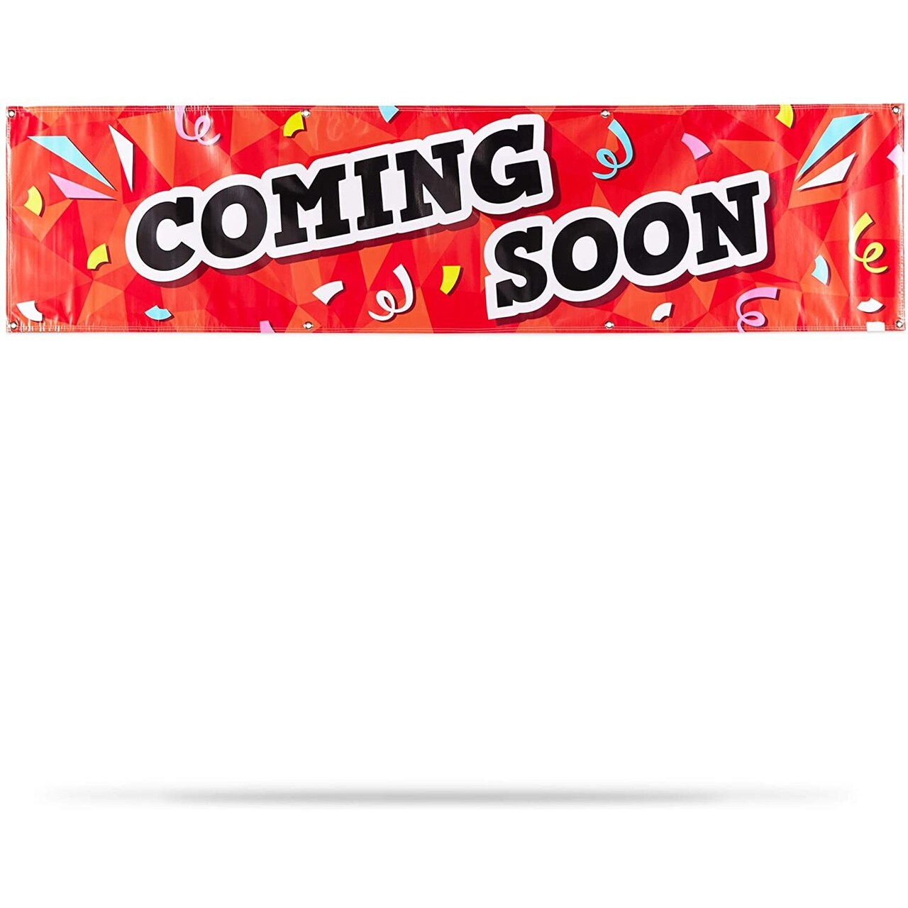 Large Coming Soon Sign, Vinyl Banner for Retail Stores (96 x 24 Inches)